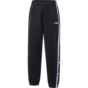 李宁童装儿童运动裤男大童2026春季新款宽松收口排扣篮球训练长裤