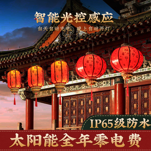 2024新款灯笼挂饰过新年春节过年太阳能大门发光吊灯装饰喜庆花灯