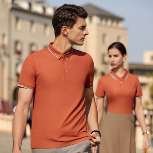 华夫格无痕翻领锦纶氨纶短袖POLO衫纯色宽松polo衫T恤定制印字log