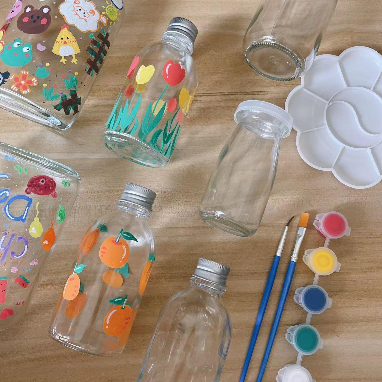 幼儿园创意花瓶象牌气泡水瓶绘画玻璃瓶DIY材料包旧物改造