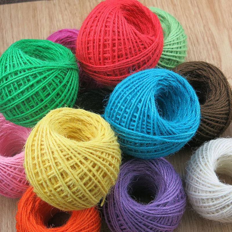 30 50米彩色麻绳编织编制细粗绳子复古麻蜡幼儿园手工diy装饰材料