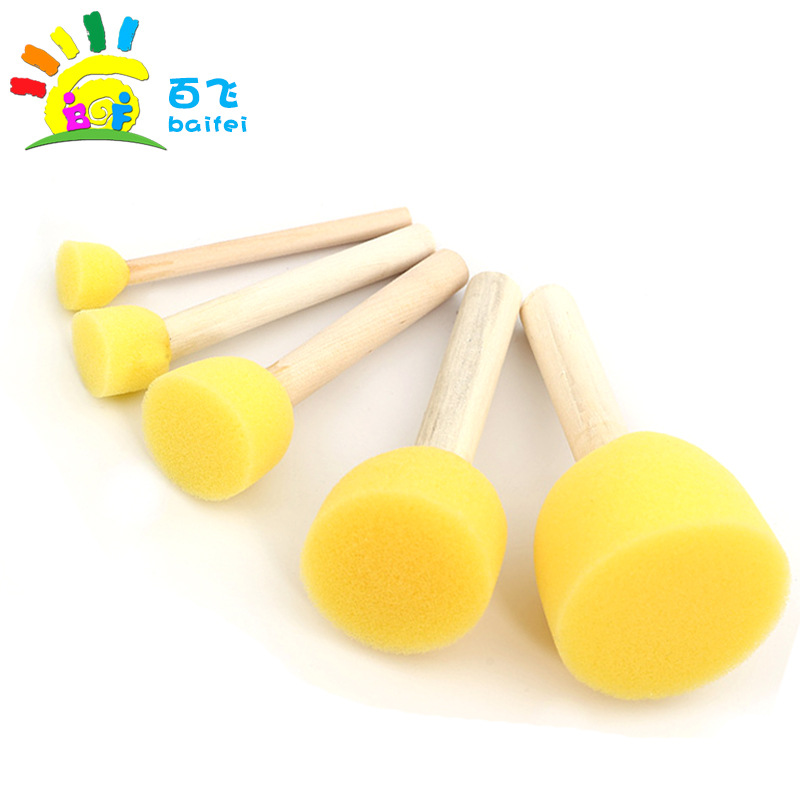 儿童美术材料圆形海绵刷绘画涂鸦工具蘑菇头印章 幼儿园diy拓印画