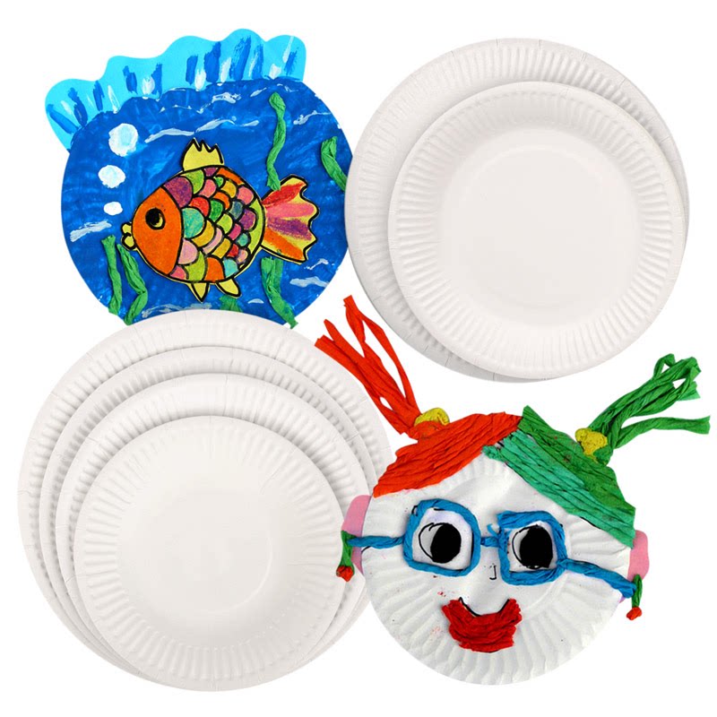 彩色纸盘画画幼儿园diy圣诞节儿童创意手工制作材料包卡通粘贴画