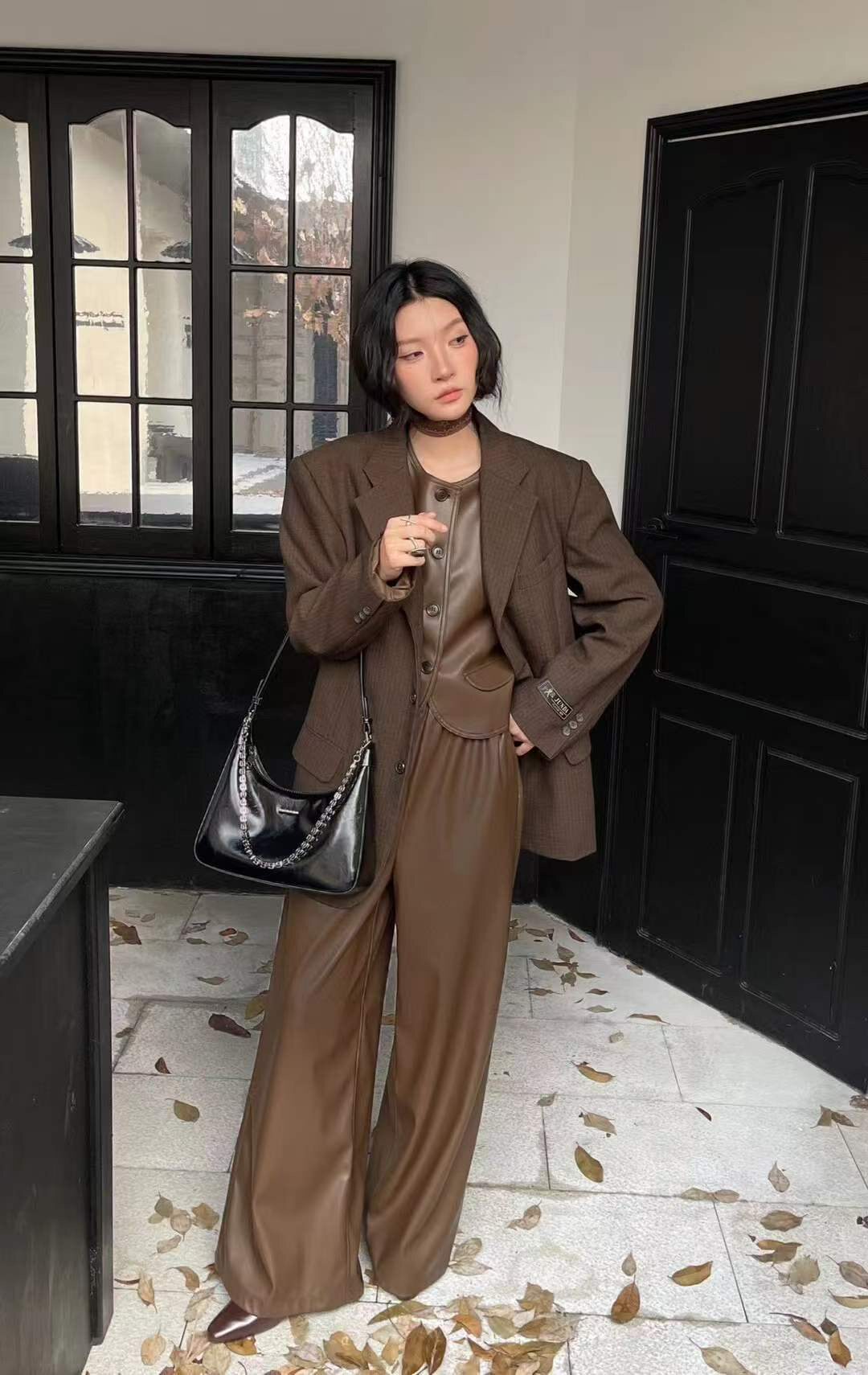腋下包包女2025款链条时尚油蜡皮单肩小众休闲斜挎包潮流女包