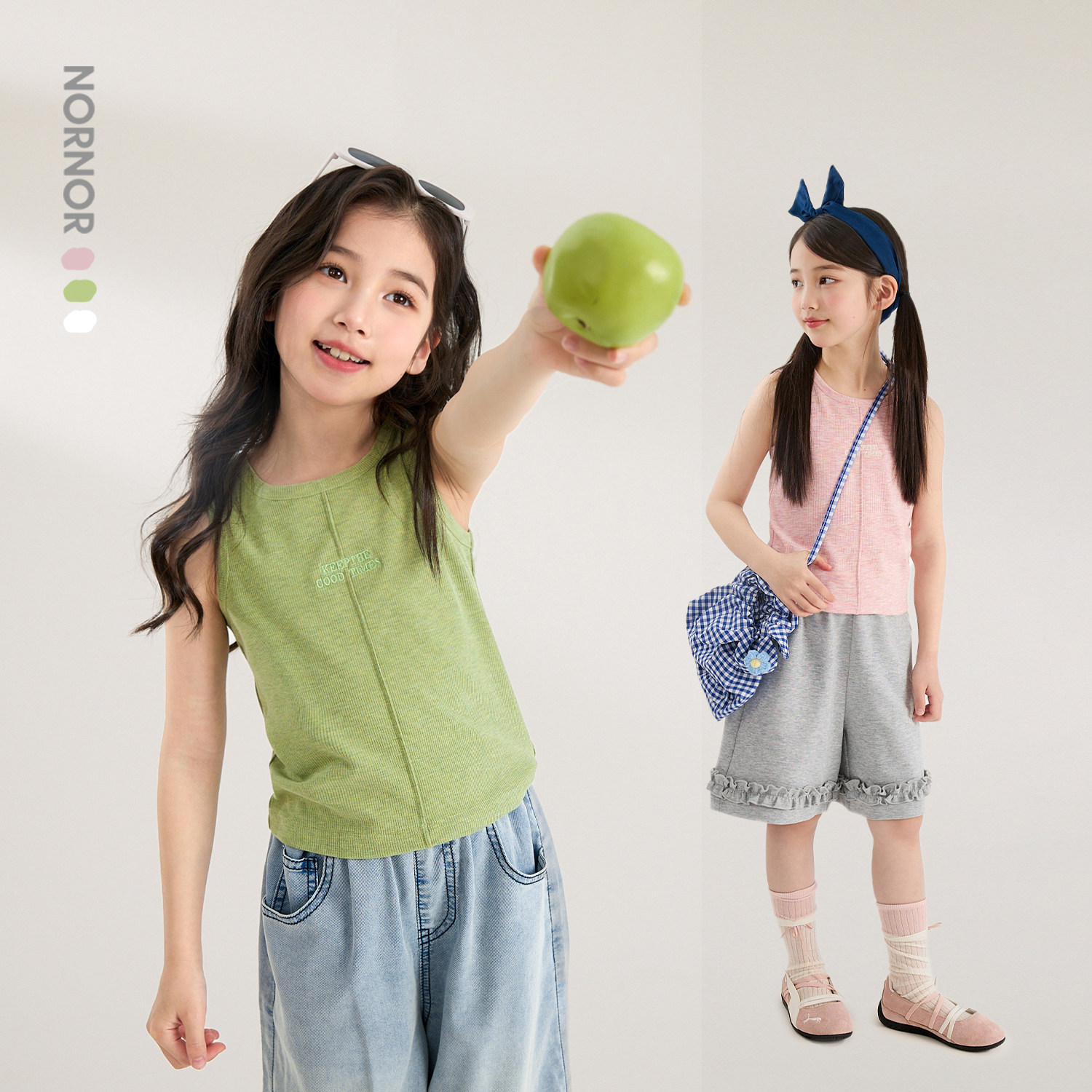 NORNOR女童夏季透气运动背心图片