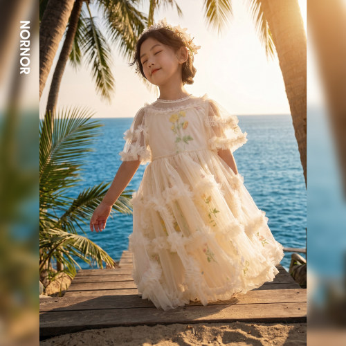 女童夏季网纱公主生日连衣裙