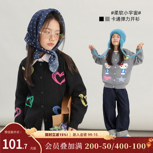 NORNOR陈大猪童装女童针织开衫大童秋季2025新款儿童毛衣薄款外套