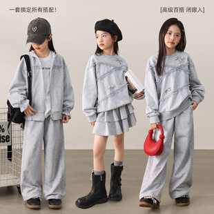 外套好看卫衣儿童休闲运动裤 薄款 子短裙 春季 NORNOR陈大猪女童套装