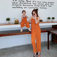 L Mom Parent-child wear wave set thai sản jumpsuit dành cho phụ nữ Phong cách boho mùa hè Phong cách mới phù hợp với cha mẹ - Trang phục dành cho cha mẹ và con áo gia đình cao cấp