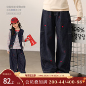 女童牛仔裤 春季 26新款 NORNOR陈大猪童装 好看爱心洋气儿童直筒裤 子