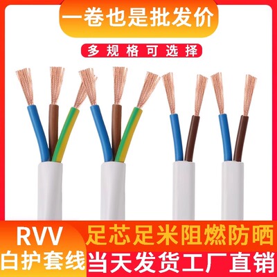 电缆线电线家用软线护套RVV2芯3芯1/2.5/4/6平方户外三相电源线