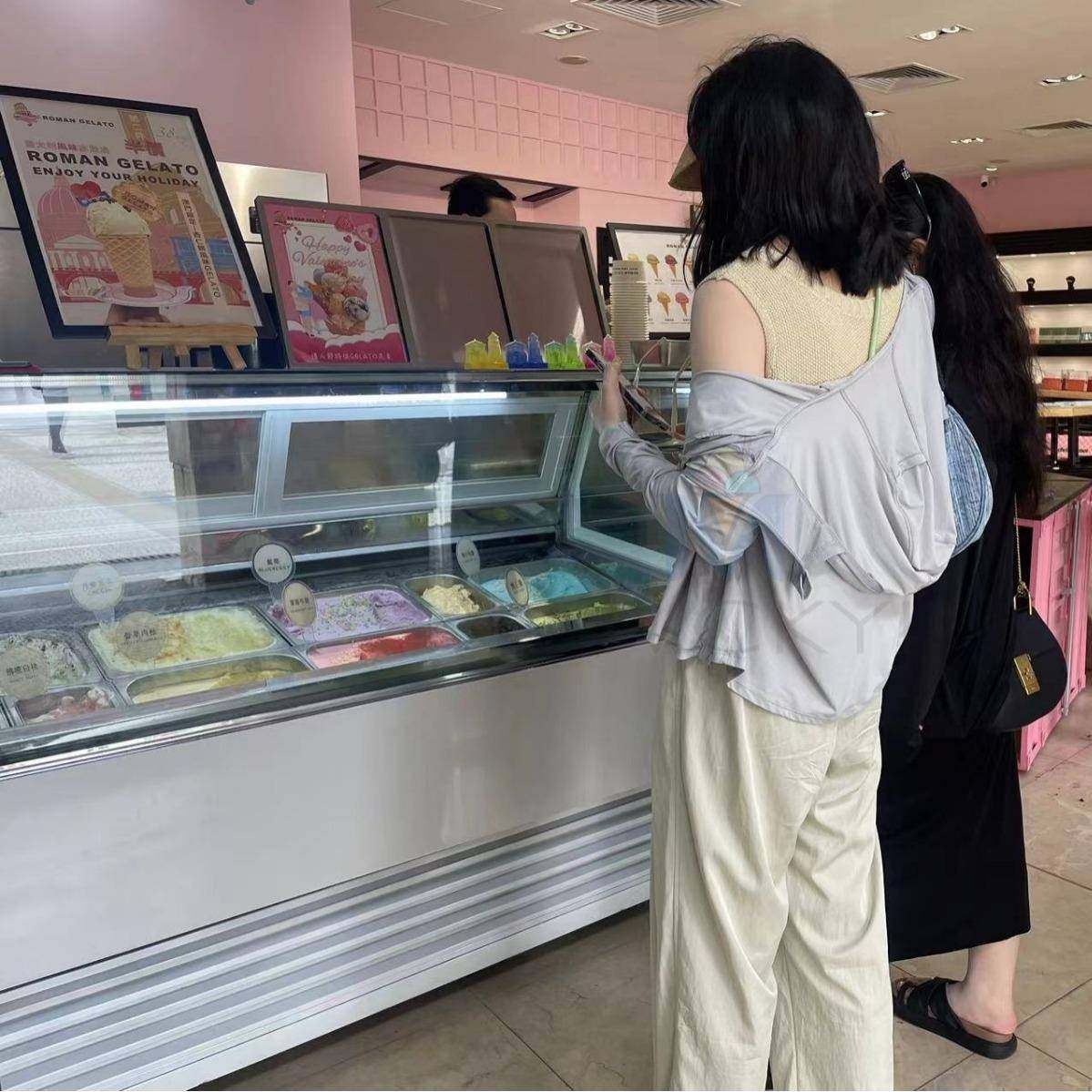 商用冷冻雪糕柜冰柜冰激淋柜卧式硬质冰激凌展示柜冰淇淋展示柜