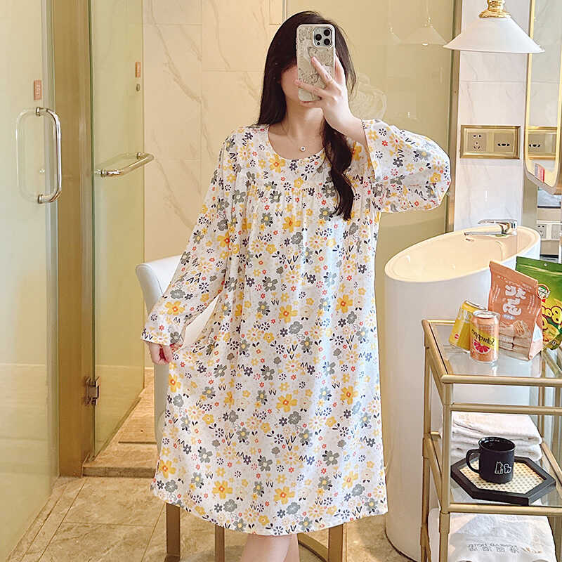 2025年新款睡衣睡裙女棉绸夏季长袖薄款宽松休闲空调服女款家居服