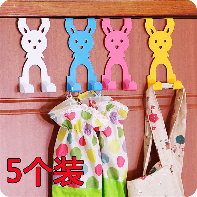 卡通兔门后挂钩创意免钉挂衣架铁艺壁挂门上置物架厨房卧室门挂钩