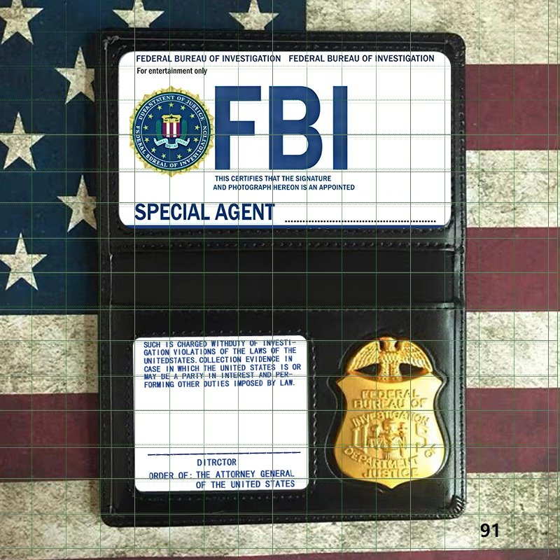 港星卡套fbi同款黑色卡包美国联邦调查局周边金属徽章表演道具COS