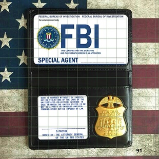 港星卡套fbi同款黑色卡包美国联邦调查局周边金属徽章表演道具COS