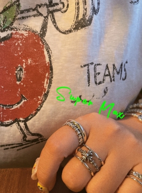 Supermax韩版纯银s925 东大门银饰 十字花三层开口戒指