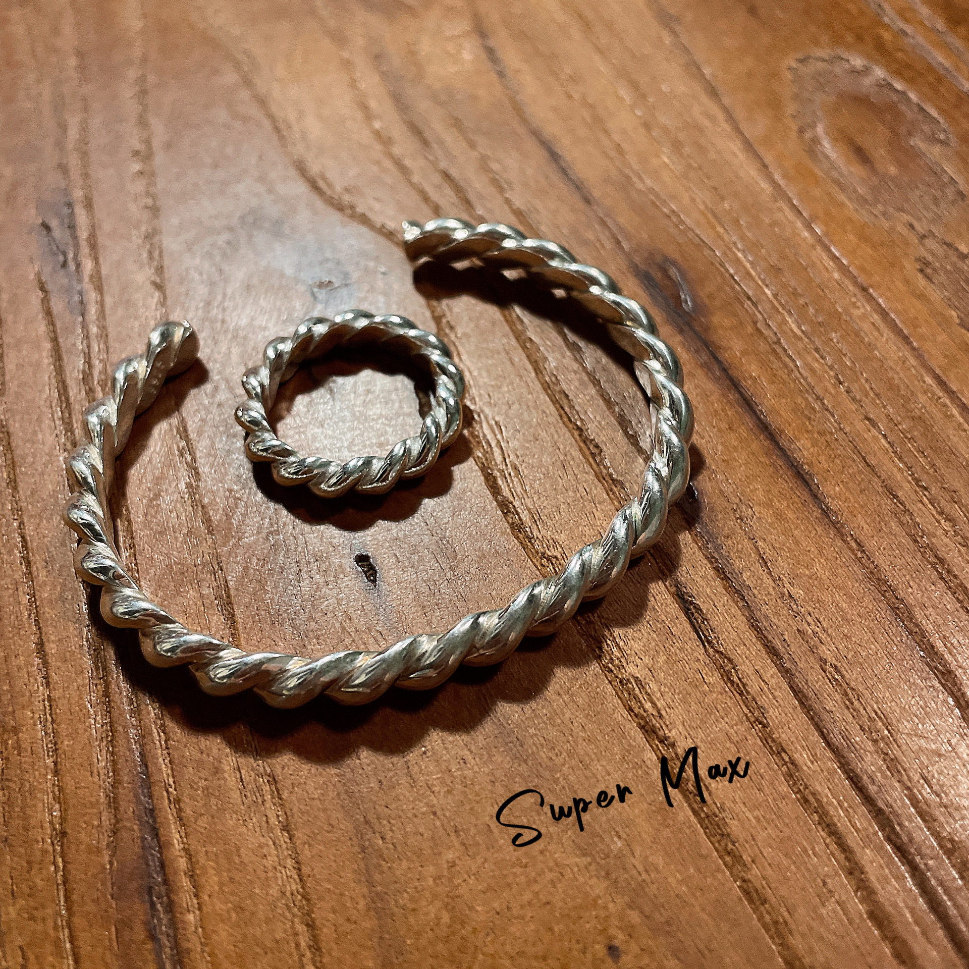 韩国东大门小众设计通体925纯银实心百搭个性麻花重工手镯戒指女