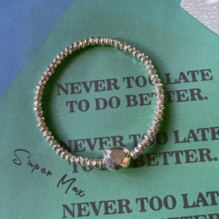 原创设计小众纯银S925泰国手工银扁珠切割面实心银珠ins简约手链