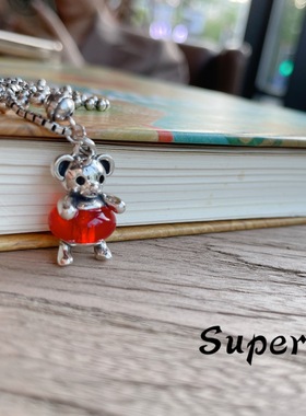 东大门卡通红色琉璃不对称项链