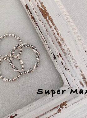 韩国进口925纯银叠戴ins百搭素圈