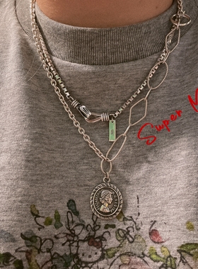 Super max原创小众设计款纯银s925重工八角链钩扣复古叠戴项链