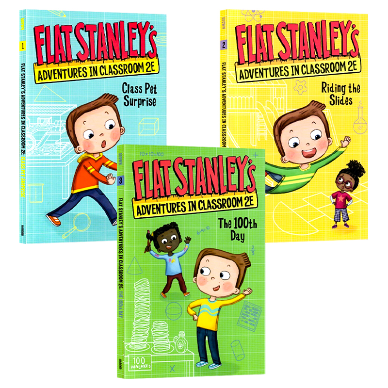 纸片人斯坦利教室历险记2E 3册套装 英文原版 Flat Stanley's Adventures in Classroom 2E 儿童章节桥梁书扁平男孩课外阅读