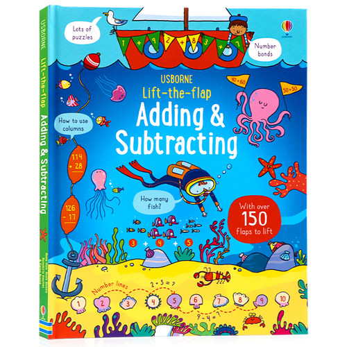 Usborne翻翻学加减运算 英文原版绘本Lift-the-flap Adding & Subtracting加减法学习技巧精装纸板翻翻书 儿童英语早教数学启蒙