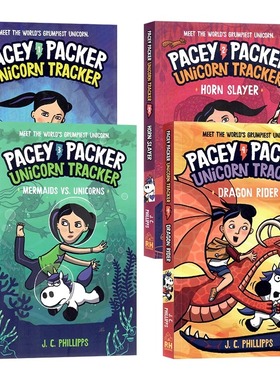 佩西帕克4册 英文原版漫画 Pacey Packer Unicorn Tracker/Horn Slayer/Mermaids vs Unicorns/Dragon Rider青少年英语漫画桥梁书