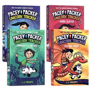 佩西帕克4册 英文原版漫画 Pacey Packer Unicorn Tracker/Horn Slayer/Mermaids vs Unicorns/Dragon Rider青少年英语漫画桥梁书