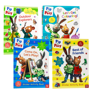 Posy 英文原版 找找书 波西和皮普系列贴纸活动书4册 Let’s 一起来涂颜色 and Colouring Look 幼儿童贴纸游戏书 Say Get Pip