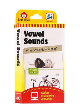 Evan-Moor美国加州教辅 元音发音闪卡 英文原版 The Learning Line Flashcard Vowel Sounds学习起跑线系列英语闪记学习卡全彩卡片