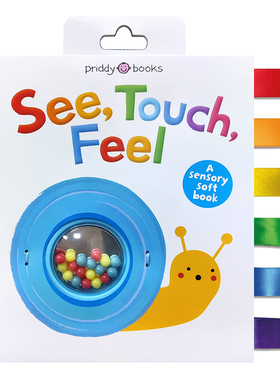 触觉视觉布书英文原版 See Touch Feel Cloth Book 0-2岁低幼儿童启蒙认知触觉感官发育基础概念认知触摸布书
