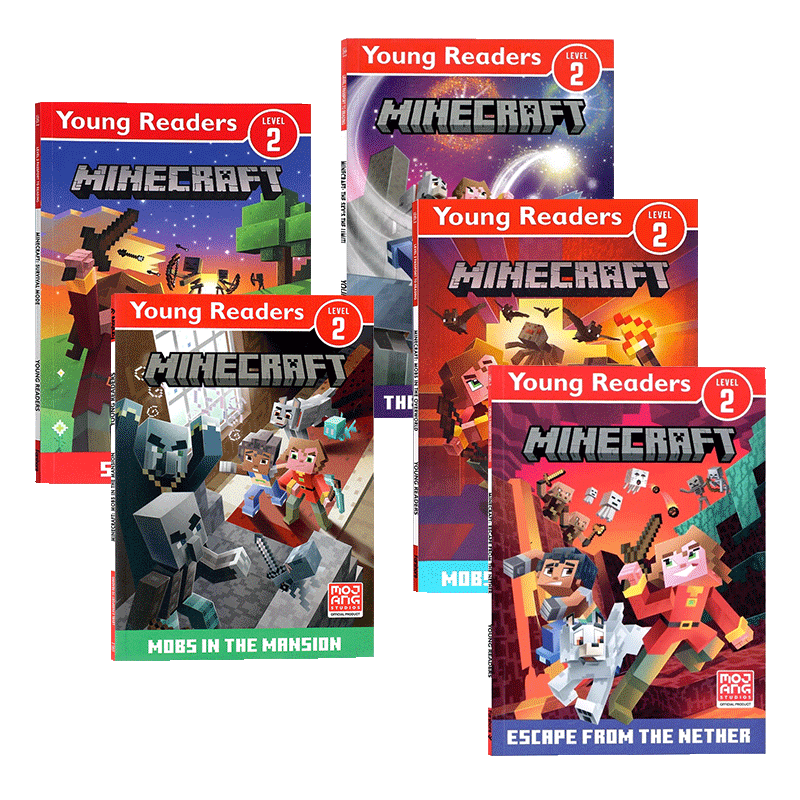 Minecraft Young Readers Level 2 我的世界分级读物2级5册 进口英文原版逃离幽冥生存模式儿童冒险游戏故事书 青少年课外英语阅读