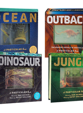 光与影视觉书系列4册 海洋丛林恐龙 会动的3D立体翻翻书 Jungle/Dinosaur/OceanPhoticular Book英文原版绘本影像书纽约时报畅销书