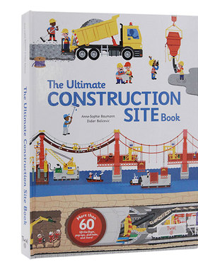 建筑工地手册进口英文原版The Ultimate Construction Site Book 抽拉翻翻书施工现场男孩科普纸板玩具书好忙好忙的大工地Twirl
