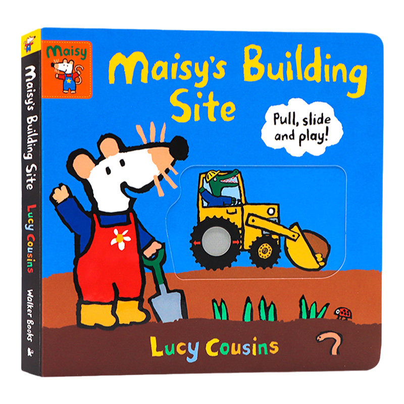 现货 小鼠波波的建筑工地 机关操作书 英文原版绘本 Maisy's Building Site 推拉转动纸板游戏书 亲子互动玩具书 幼儿早教启蒙认知
