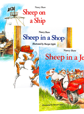 英文原版绘本 Sheep in a Jeep/Shop/Ship 3册平装绘本合售 小羊向前冲系列小羊逛商店吉普车里的羊小羊在船上 廖彩杏书单韵文启蒙