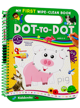 可擦写点对点 英文原版 幼儿控笔训练 My First Wipe-Clean Dot to Dot 儿童书籍翻页螺旋装帧小学教辅 Kidsbooks Publishing