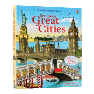 Usborne出品看里面系列探索大城市英文原版绘本 See Inside Great Cities 儿童科普百科人文地理启蒙英语纸板大开图画翻翻书