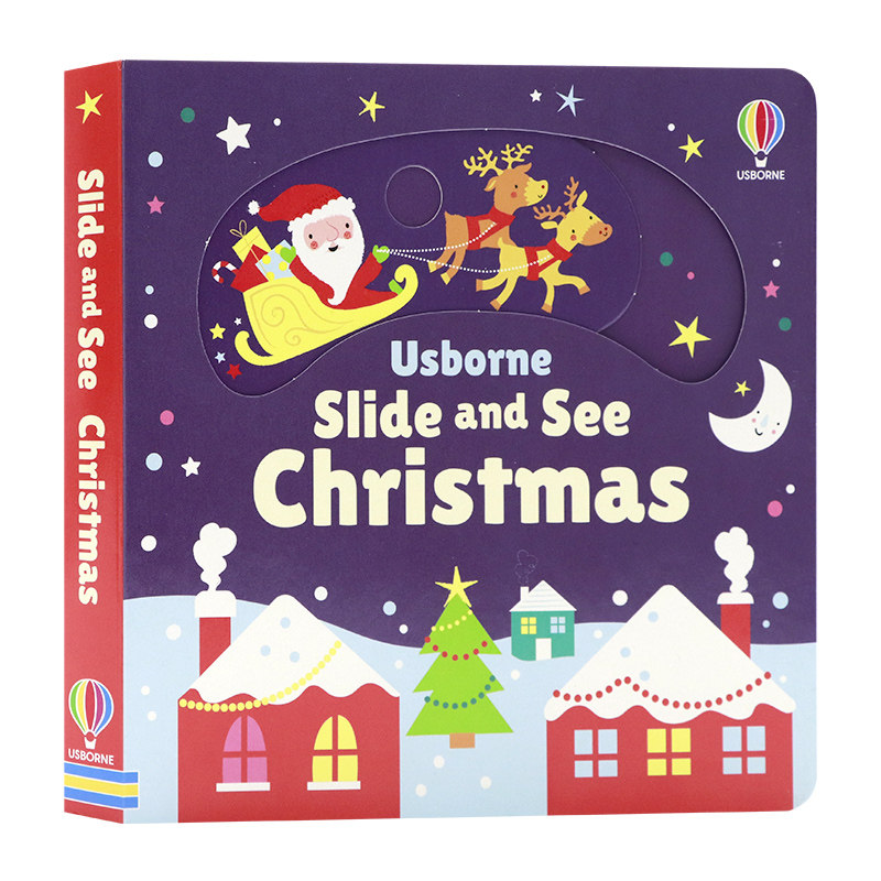 圣诞节 趣味机关书 英文原版绘本 Slide and See Christmas 儿童趣味滑动探索纸板机关书 亲子互动游戏图画故事进口书 耐撕耐翻
