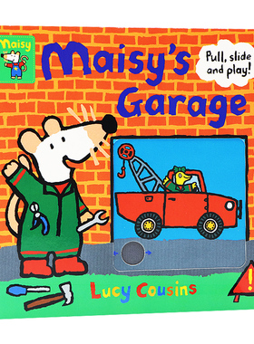 小鼠波波的活动车库 英文原版绘本 Maisys garage 进口儿童绘本 Lucy Cousins 推拉机关操作书纸板书 故事图画书 2-4岁