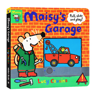 小鼠波波的活动车库 英文原版绘本 Maisys garage 进口儿童绘本 Lucy Cousins 推拉机关操作书纸板书 故事图画书 2-4岁