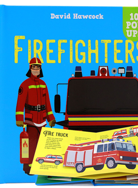 消防员弹出式立体书英文原版绘本 Amazing pop-ups Firefighters 儿童英语科普百科精装纸板全彩趣味3D视觉立体翻翻书