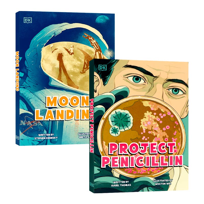 DK精品 DK科学故事系列2册 青霉素发明史/登月阿波罗11号 英文原版 Project Penicillin/Moon Landing 青少年课外科普读物 平装