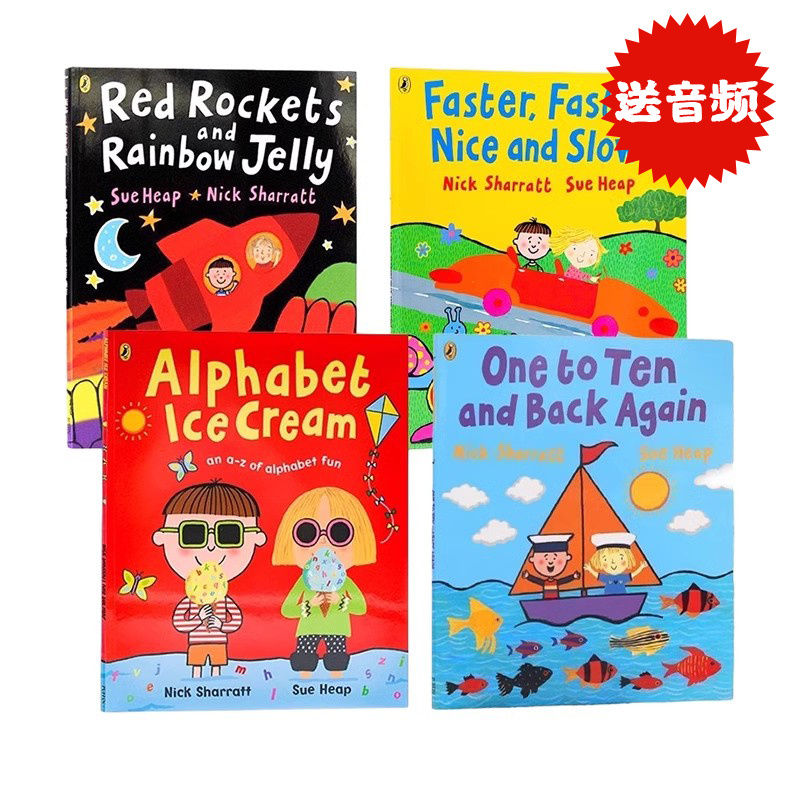 英文原版绘本 名家Nick Sharratt 4册 One to Ten and Back Again 数数 幼儿童英语读物读本早教启蒙图画书 吴敏兰书单 平装大开本