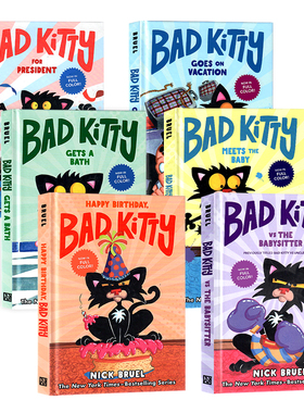 小坏猫系列6册 英文原版 Bad Kitty 精装全彩漫画 桥梁章节书 儿童漫画故事书 小学生英语幽默搞笑趣味故事书 亲子互动共读图画书