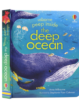 Usborne出品偷偷看里面系列深海 Peep Inside the ocean  英文原版绘本儿童早教英语启蒙洞洞书科普百科纸板翻翻书生物启蒙认知