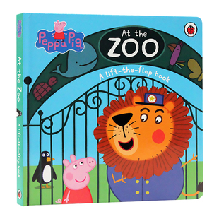 粉红猪小妹 启蒙认知趣味童书 绘本 the Pig 英文原版 Peppa 纸板翻翻书 动物园里 Zoo 小猪佩奇