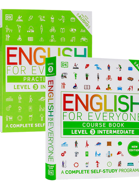 Level 3课本+练习2册DK新视觉人人学英语中级带音频 English for Everyone course book practice Intermediate英文原版雅思托福